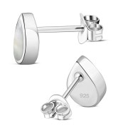 Mother of Pearl Drop Silver Stud Earrings, e333